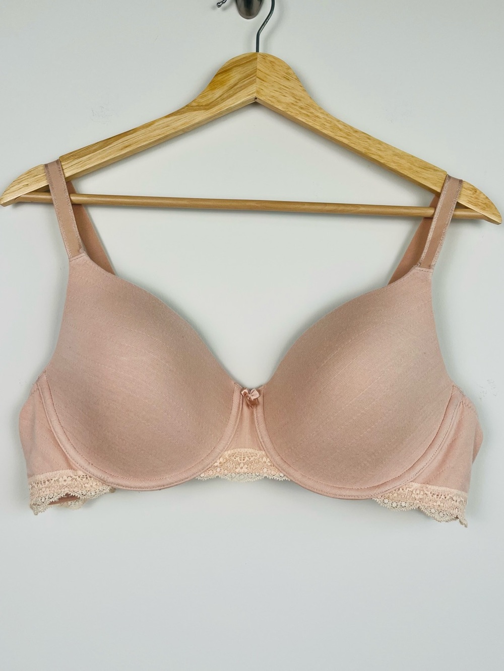 Adore Me blush pink modal blend lace trimmed underwire bra, 40B.